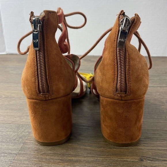 Marc Fisher Women’s Frayz Leather Block Heel Open Toe Sandal, Tan Brown, sz 6.5 - Picture 3 of 10